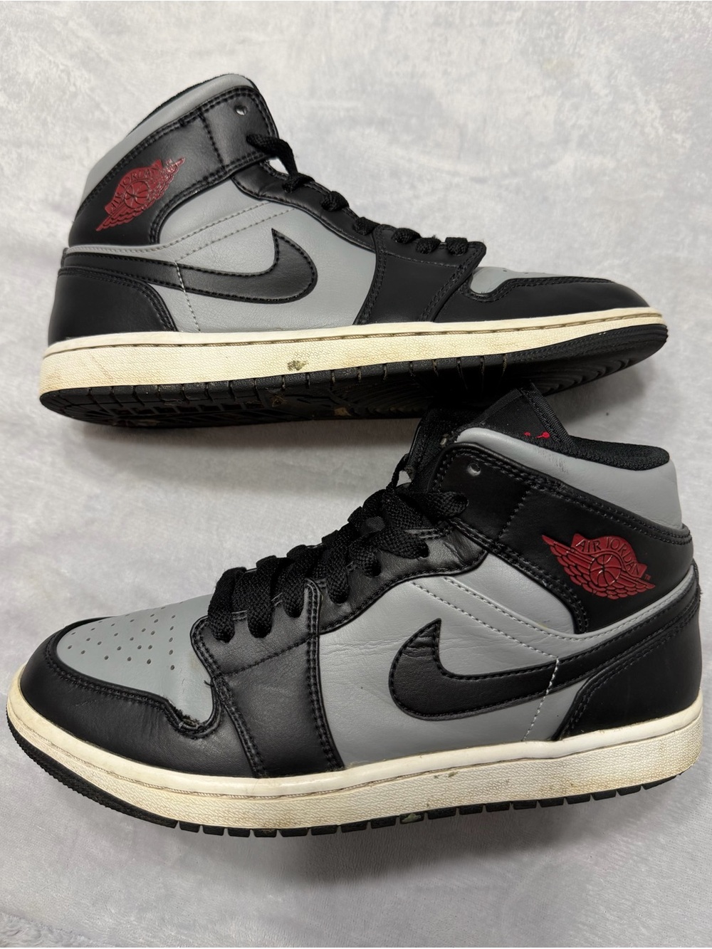 Nike Air Jordan 1 MIDs Black Grey Red Sneakers Running Shoes Men 8 | Woman 9.5